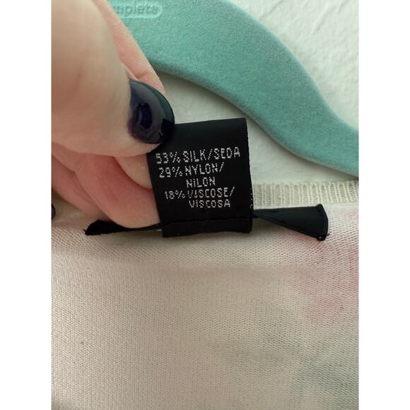 SILX by August Silk Pink Floral Rose Silk Blend Cardigan Size Medium - Picture 6 of 6